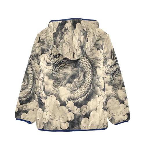 Dragon Amidst Swirling Clouds Toddler Fleece Jacket Girl Boys Hooded Fleece Jacket Coat Warm Outwear Zip-up 3-10T2