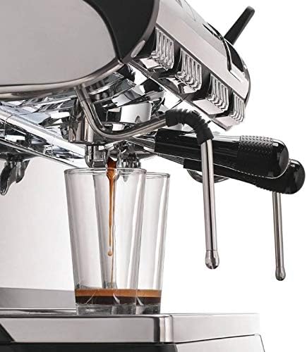 Espresso pouring from the Nuova Simonelli Aurelia II into two clear glasses