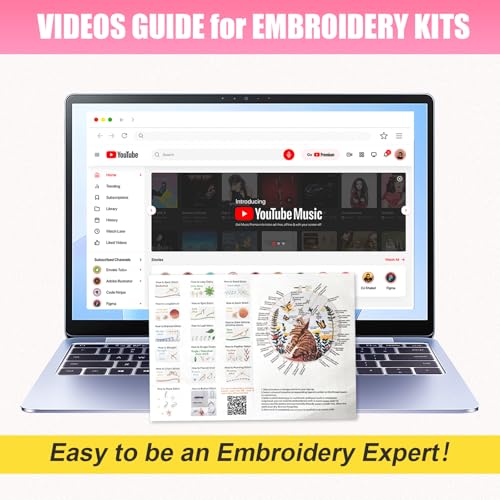Image of Huacan Embroidery Kit for Beginners Adults Includes Stamped Cat Pattern, Hoop, Color Threads,Tools,Easy to Follow Instruction