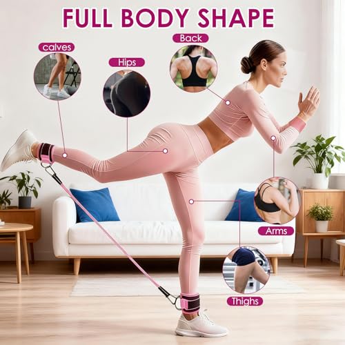 Image of Resistance Bands Set, Adjustable Ankle Exercise Bands with Cuffs | Home Gym Workout Fitness Equipment, with Carry Bag, for Women, Leg Booty Butt Lift Kickbacks, Hip Training, Working Out, Yoga