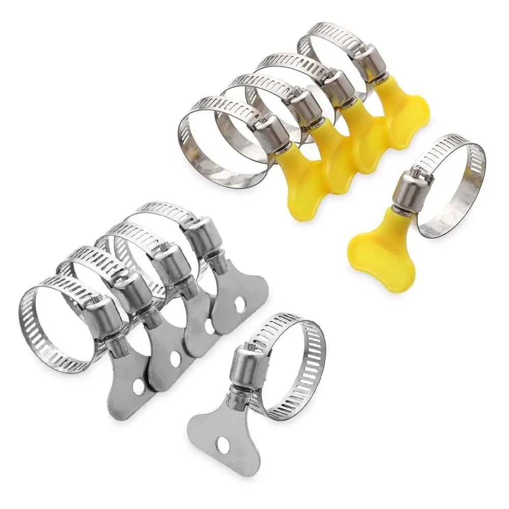 Hose Clips 5 Pcs Stainless Steel Handle Hose Clamp Circular Air Water Pipe Fuel Clips of Water Fasteners Clamps for Home Water Line(19-29mm-1)