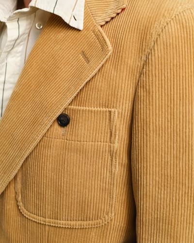 ORBITRAY Mens Corduroy Blazer Jacket Slim Fit for Men Casual Vintage Blazer Wedding Groom Dinner Party OB0153