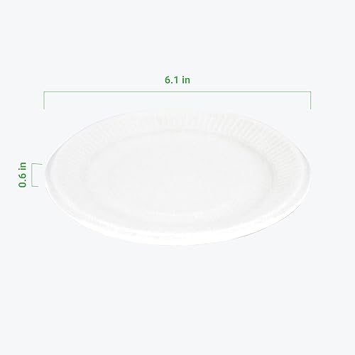 Miniatura 5 de Platos de comedor desechables de 6 pulgadas, resistentes, 100% biodegradables, aptos para horno, hechos de fibras ecológicas de bagazo de caña de