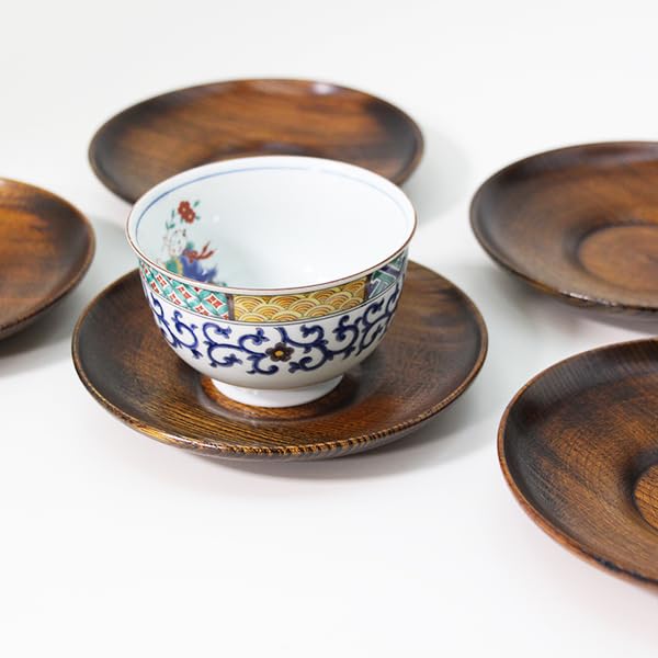 Amazon.co.jp: 茶托 欅 けやき 5枚 茶たく コースター 木製 漆器 国産