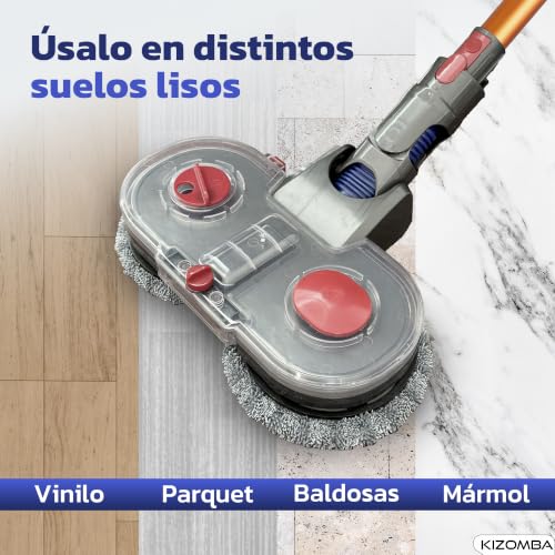 Miniatura 4 de Kizomba - Cepillo Compatible Con Aspiradora Dyson V7 V8 V10 V11 V15, Absorbe Polvo, Limpia Y Pule, Tanque De Agua, Accesorio Para Diversos Suelos Y Parquet