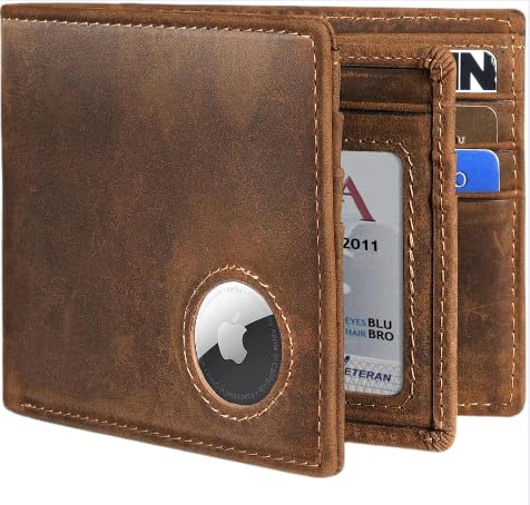 Vintage Genuine Leather Bifold Wallet for Men RFID Blocking Slim Front Pocket Design (Black,Classic)