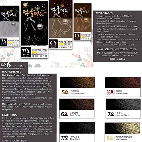 Tinte de cabello permanente No.7 Natural Black sin amoníaco 4 sets miniatura 4