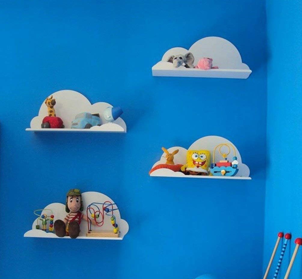 4057 Kids Room Shelf, Floating Shelf, Decorative Shelves/Metal Cloud Shaped Wall Shelf (White) - Pack of 4-image-40
