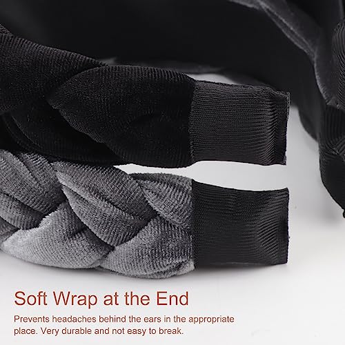 Image of DRESHOW Braided Headbands for Women Velvet Hair Hoop Elastic Criss Cross Hair Bands Accessories