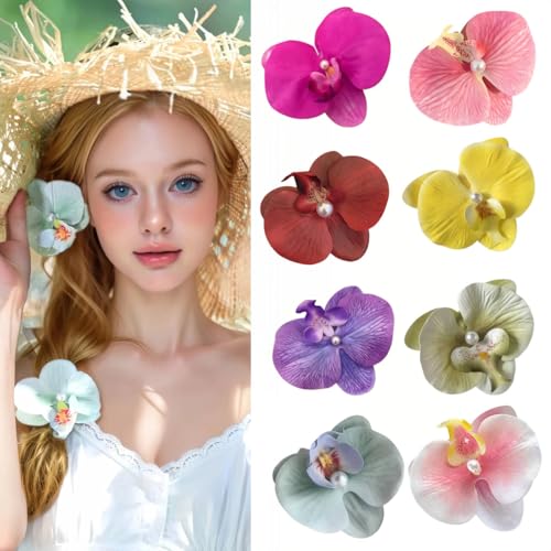 Pinzas de cabello flor hawaiana 3.5 pulgadas hibisco miniatura 5