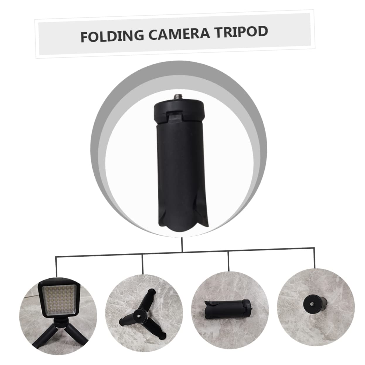 Lurrose Treppiede da Tavolo Pieghevole per Telefono e Fotocamera, 4 Pezzi, Abs, Interfaccia 1/4 Pollice, per Selfie e Riprese Video