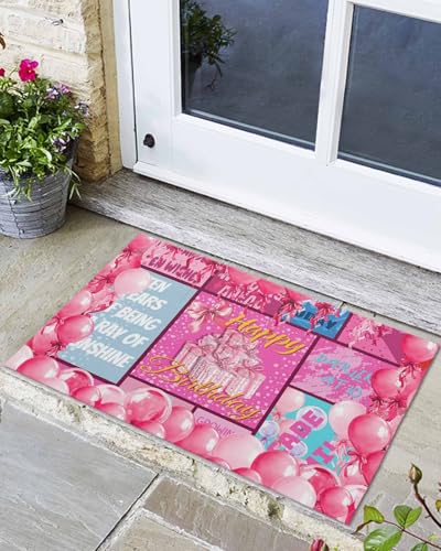 Front Door Mat Outside Entrance, Happy Birthday Outdoor Indoor Door