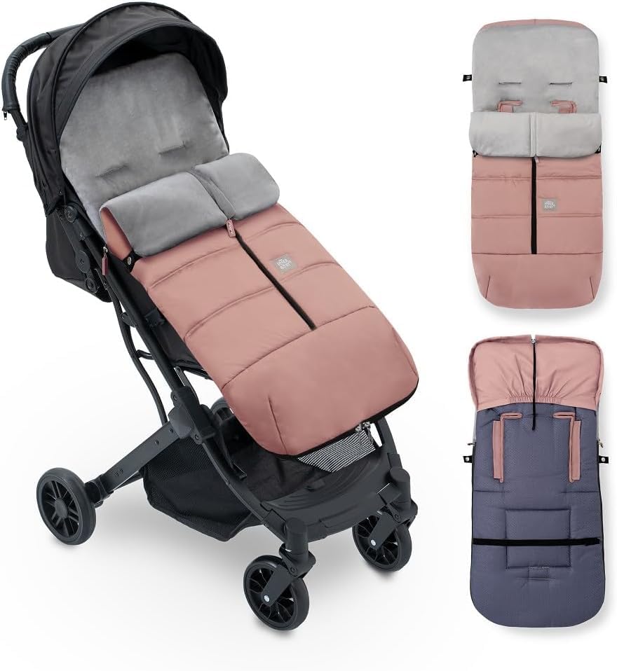 Sacos de Abrigo para Carrito saco Silla Paseo Saco Invierno Silla Paseo Desmontable con Cremallera Cabzal Ajustable Impermeable Facil de Limpiar Unisex (Rosa maquillaje)