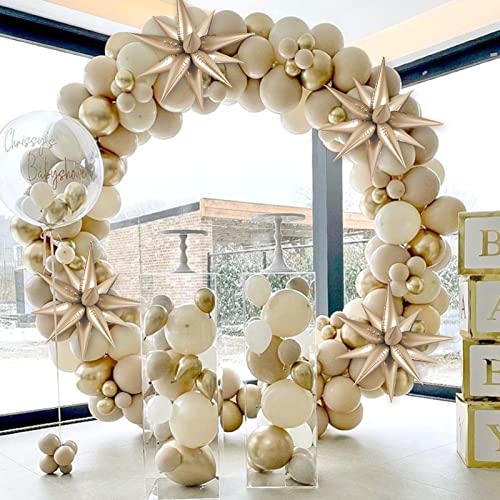 Moukiween 60 PCS Caramel Star Balloons, 12 Point cone Explosion Star Foil Balloons for Birthday, Baby Shower, Bridal Shower, Wedding, Festivals Decorations (Caramel) by Moukiween - Image 6