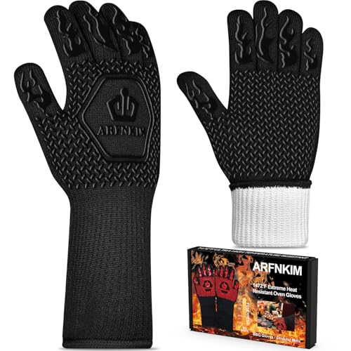 Comparison: Best Deik Oven Gloves 10 ARFNKIM BBQ Oven Gloves 1472℉ Heat Resistant Oven Mitts Silicone Non-Slip Cooking Gloves for Barbecue, Grilling, Baking, Welding, Smoker (A Pair) (Black)
