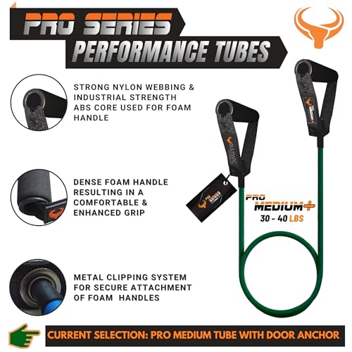 Image of BULMARC Resistance Tube /Bands for Exercises Set with Foam Handle, Featuring eBOOK with 45+ Exercises for Full Body Workout /Toning Tube for Exercise Door Anchor Optional
