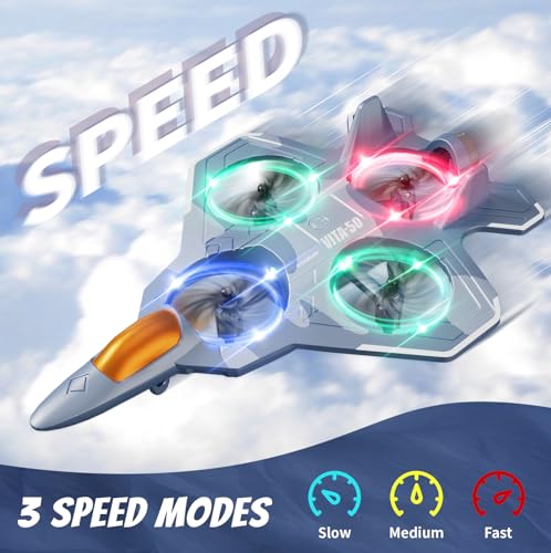 Image of 4DRC V50 RC Plane, 2 Start Modes, Lights, 360 Flip, Headless Mode, 3 Speed, 2 Batteries, 2.4 GHz Remote Control Sail, Fighter Aircraft, Toy, Gift Children, Adults, Beginners