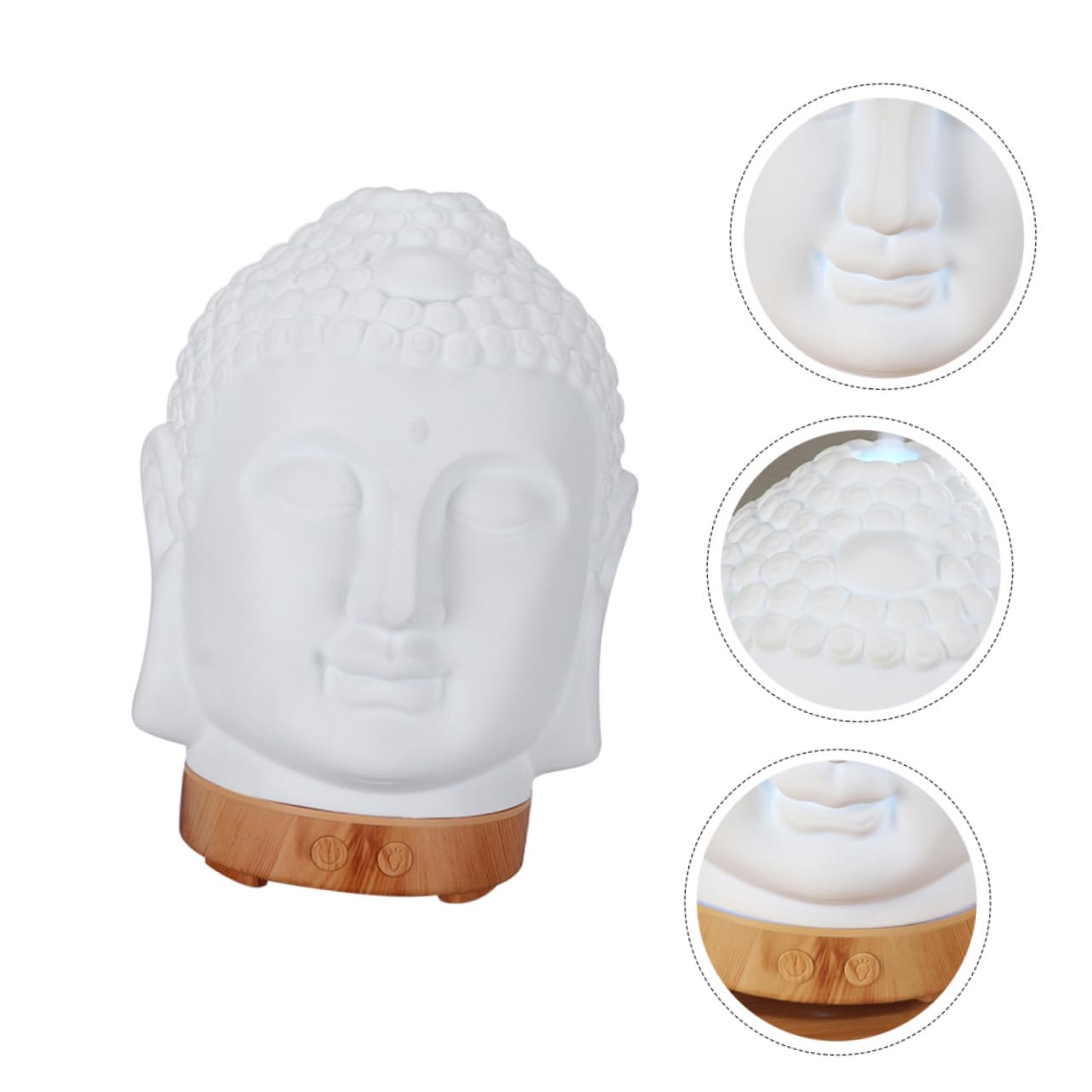PRETYZOOM Umidificatore Profumato a Forma di Testa di Buddha in Ceramica Bianca, Diffusione di Aromi Silenziosa, per Soggiorno e Ristorante