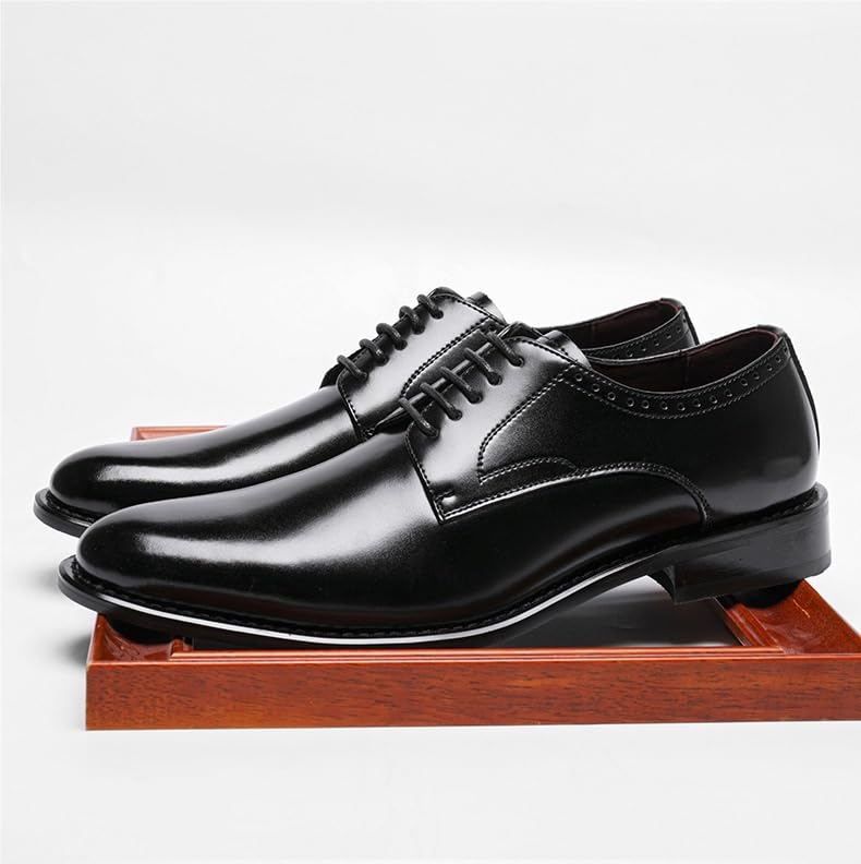 Men Lace-Up Leather Shoes Genuine Smooth Business Formal British Style Dress Shoes2