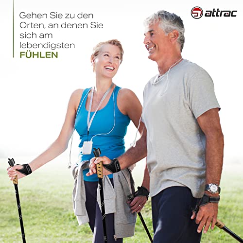 Foto von Attrac Nordic Walking Classic Wanderstöcke 69-136cm (Dunkelgrau) I Trekkingstöcke Aluminium Stöcke mit Anti-Shock Dämpfung I Teleskop verstellbar & super leicht inkl. Workout & App