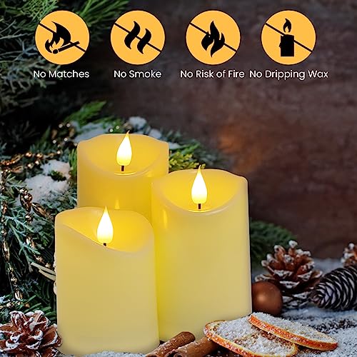 Image of Set of 3 Rechargeable Flameless LED Candles | Ivory Wax Look Plastic Candles with Remote Control and Wireless Charging Pad | Home Decor | Diwali | Festivals | Gifting | 3 inchx4 inch, 5 inch, 6 inch