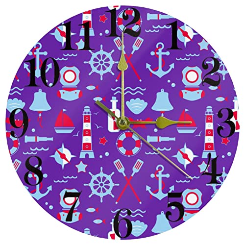Horloge murale ronde de précision à quartz Ocean Elements silencieuse