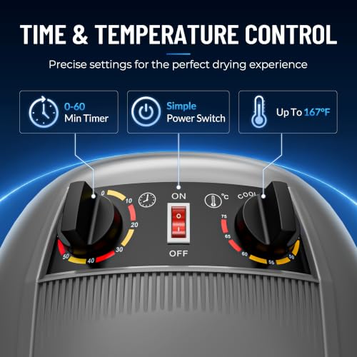 Image of ZENY Professional Stand Up Hair Dryer, 1300W Bonnet Dryer Adjustable Height | Stand Up, Rolling Wheels, Adjustable Time and Temperature Setting, Low Noise