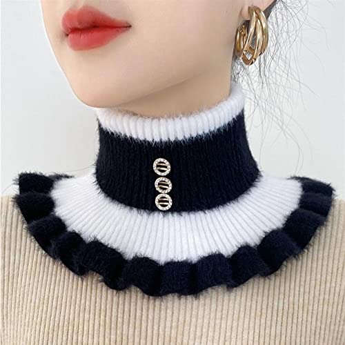 Turtleneck Dickey Collar Stripe Knitted Fake Collar Detachable False Collar Neck Warmer Scarf for Women2
