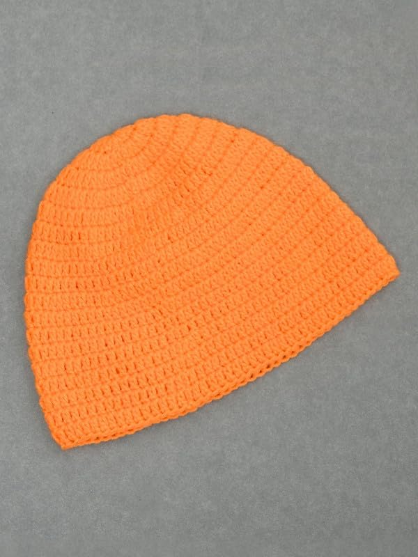 Image of Handmade Knitted Self Design Woolen Beanie Cap for Kids - White & Red 6-12 M | Winter Cap for Baby | FUNCAP56-6-12 M