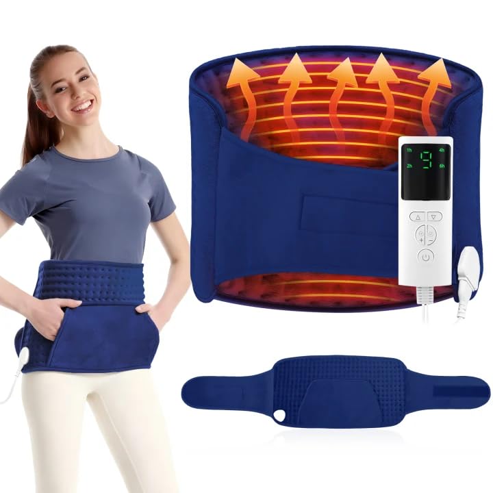 heating pad, 130x30cm electric heating pad with 9 temperature settings and 4 timers, electric heating pad with auto off and hand warmer, for back, lumbar, abdomen and feet