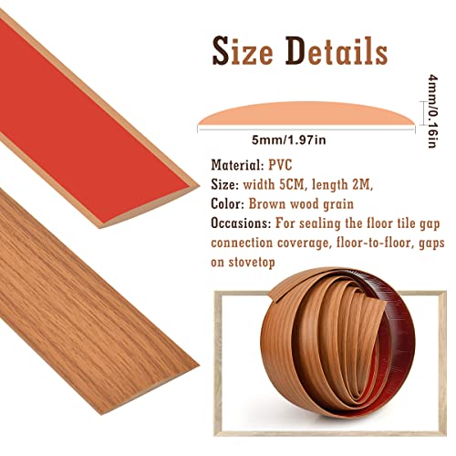 DODUOS 2m*5cm Übergangsprofil Selbstklebend, Braune Holzmaserung Übergangsleiste Selbstklebende Teppichkantenleiste, Bodenprofil Schiene Laminat Übergangsleiste selbstklebend Übergangsprofil Vinyl
