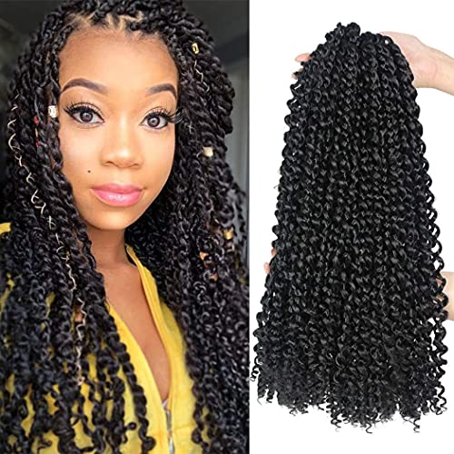 6 Packs Passion Twist Hair 14 Inch Bohemian Crochet Braids for Passion Twist Crochet Braiding Hair Water Wave Crochet Hair 22 Strands/Pack (14" 6PCS, 1B#)