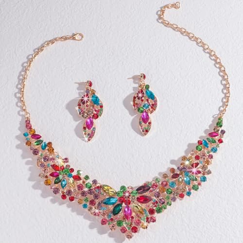 Image of Shining Diva Fashion Stylish Design Fancy Crystal Necklace Jewellery Set for Women | Trendy Celebrity Inspired Jewellery