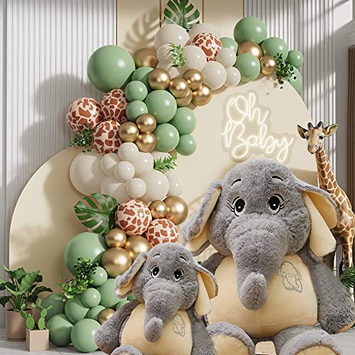 Annco 68cm-128cm Elefanten-Plüschspielzeug, niedliches, beruhigendes Elefantentier, Stoffpuppe, Bettdekoration, Kissen, Elefanten-Stofftier (98cm, Gray)