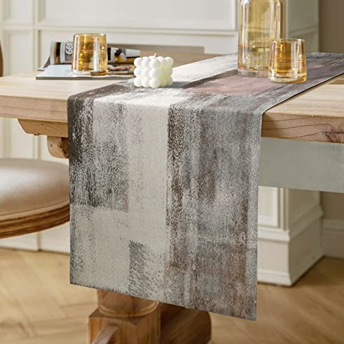 Hanrunsi Runner da Tavola Rustico Grigio Runner da Tavola Addensato in Lino a Doppio Strato per Tavolino da Caffè, Feste, Matrimoni, Cene di Eventi, Decorazioni per la Casa 40 cm x 140 cm