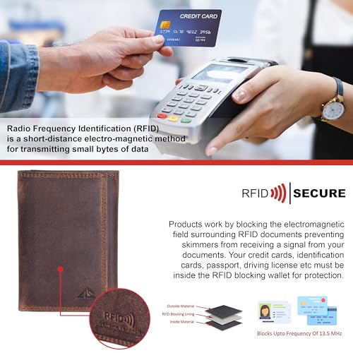 Image of ASAD Leather Slim Everyday Trifold Wallet with ID Window and Multiple Card Slots | Genuine Leather Double Stitched RFID Blocking Stylish | Gift for Him | Hidden Card Pockets