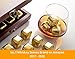 𝗕𝗘𝗦𝗧 𝗚𝗜𝗙𝗧: Amerigo Gold Stainless Steel Whiskey Stones Gift Set in Beautiful Wooden Box - Reusable Ice Cubes for Drinks - Bar Accessories - Whisky Gifts for Men - Chilling Rocks + Ice Tongs