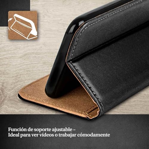 Funda estilo libro OnePlus 8 moex negra con tarjetero integrado y cubierta completa antichoque 2