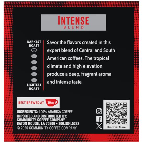 Image of Community Coffee Dark & Bold Intense Blend, Dark Roast Kcup Pods, 10 Count (Pack of 1)