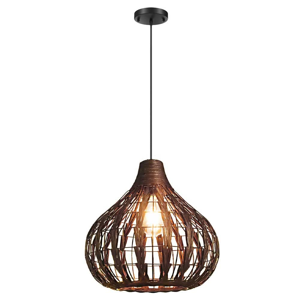 LYMSXAZOU Bamboo Rattan Chandelier Hanging Light Ceiling Lighting Fixture Lamp Shades Decoration Wicker With Fixtures For Bedroom, Study And Living Room