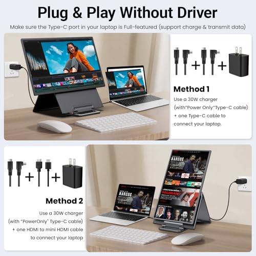 Image of 23.8'' Portable FHD 1080P IPS Monitor, 100Hz Laptop Screen Extender with USB-C & HDMI, Large Second Display for Office, Gaming, Mac, Windows