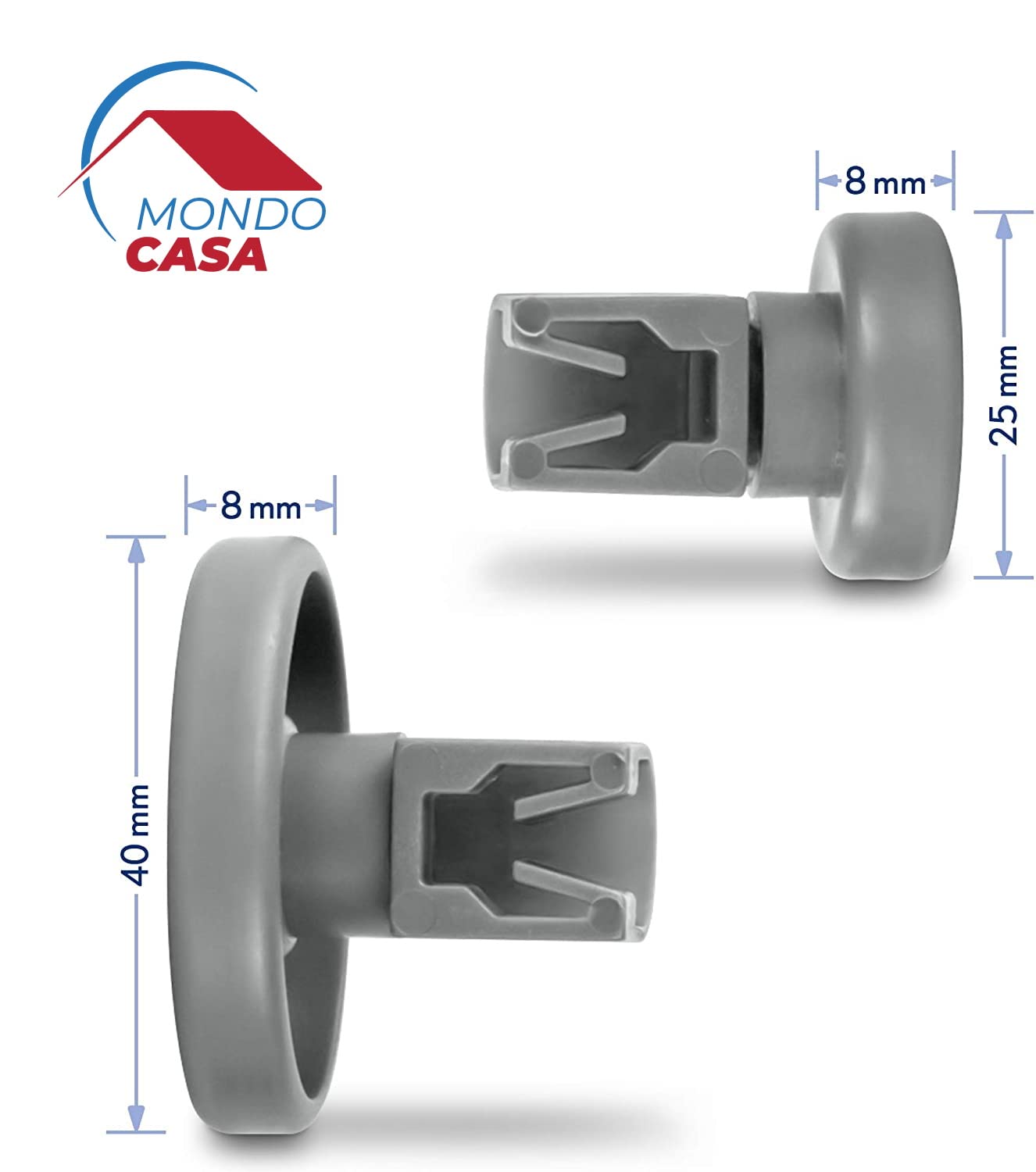 LAVASTOVIGLIE RUOTE CESTINO Ricambio Rotelle Per Ruoli Plastica Nuovo