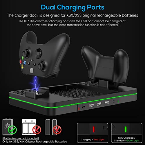 Cooling Stand For Xbox Series X/S With Charging Dock, Meneea Charger Station For Controller With Rgb Led Light, 3 Usb Ports, Cooler Fan Accessories Kit For Xbox Series X/S Console(Battery Not Included #TOP2
