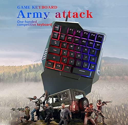 Image of USB Wired Gaming Keyboard with LED Backlight 35 Keys sades Wide Hand Rest One-Handed Membrane RGB Gaming Keypad for Gaming