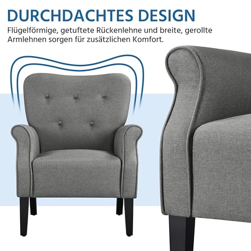 Cocktailsessel Yaheetech Relaxsessel mit Holzbeinen und hohem Komfort