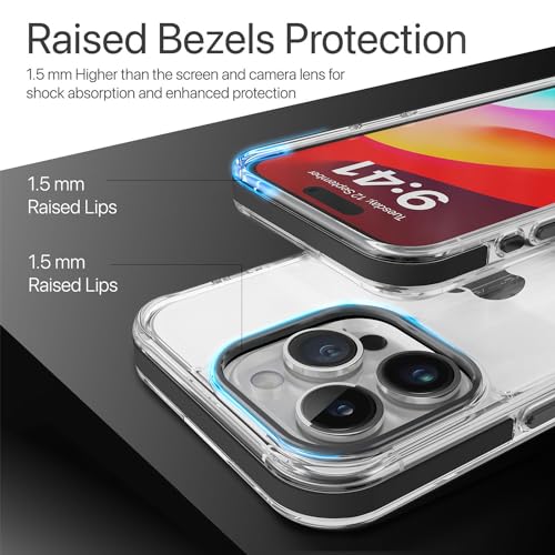 Image of Vaku Luxos Apex Series Back Cover Case for iPhone 15 Pro Max Metal Frame Camera Bump Scratch Resistant Slim Thin Military-Grade Protection - Black