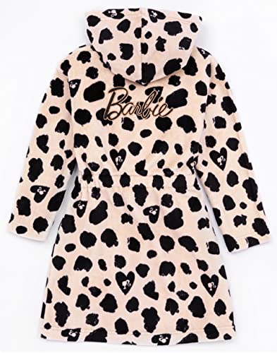 Barbie Dressing Gown Girls Kids Animal Leopard Print Pjs Robe2