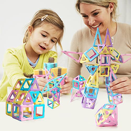 Magnetic Tiles 80Pcs Magnet Building Blocks Set Creative Stacking Toys For Kids, 3D Diy Construction Kit Preschool Child Montessori Toys Stem Learning Toys Gifts For Girls Boys 3 4 5 6 7 Years #TOP1
