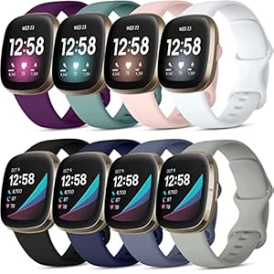 Lerobo Compatible with Fitbit Sense Bands/Versa 3 Bands/Fitbit Versa 4 Band/Sense 2 Band Women Men, 8 Pack Soft Durable…