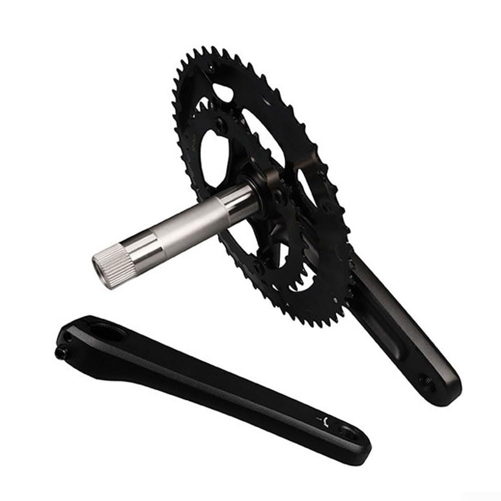 Guarnitura da strada liscia 110BCD per ciclismo | Manovella leggera in lega di alluminio, materiale disco SPCC, finitura nera, lunghezza 170 mm, resistente